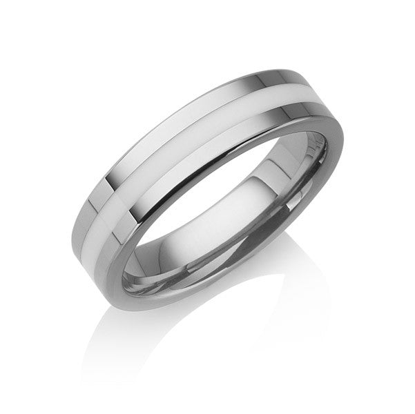 Tungstino Ring "White Inlay" Wolframcarbid