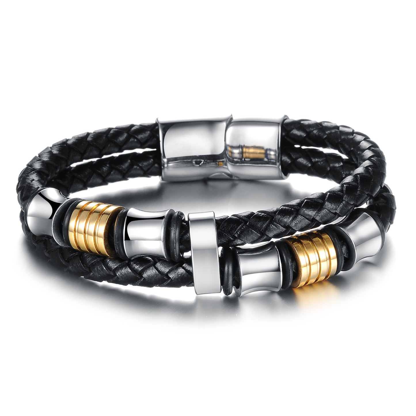 Lederarmband mit Edelstahl und 24K Gold Element