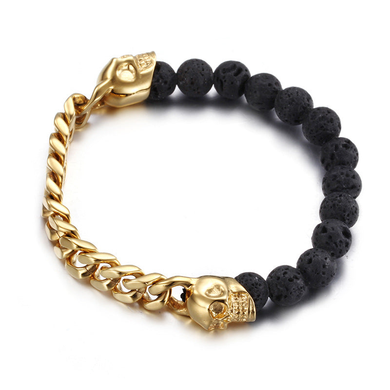 Lavastone Skull Bead Armband Gold