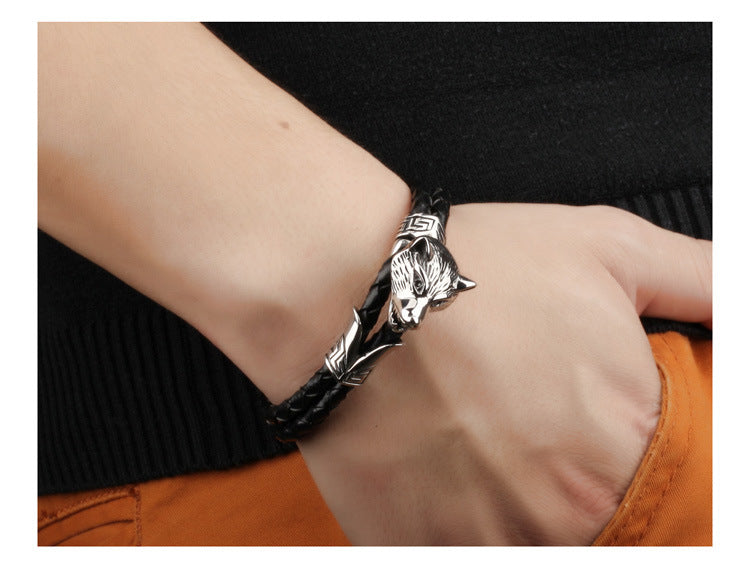 Lederarmband Wild Animal Edelstahl
