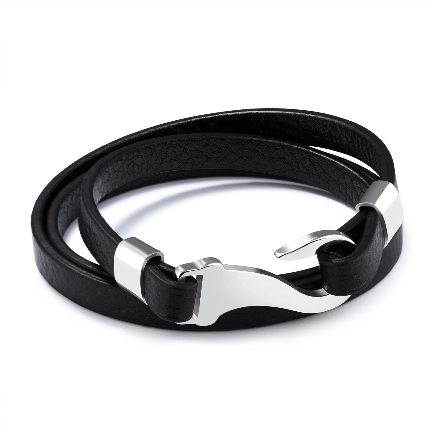 Nappa Lederarmband Hook Edelstahl