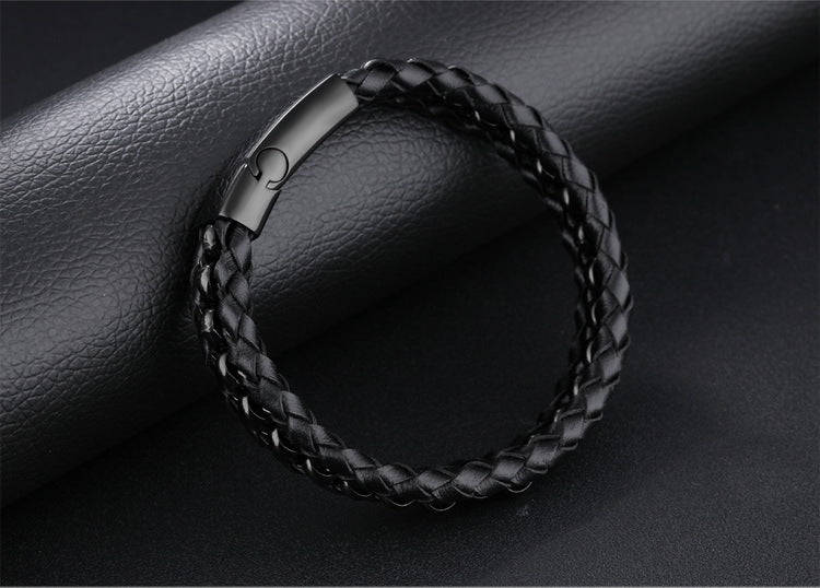 Herren Lederarmband Plain Black