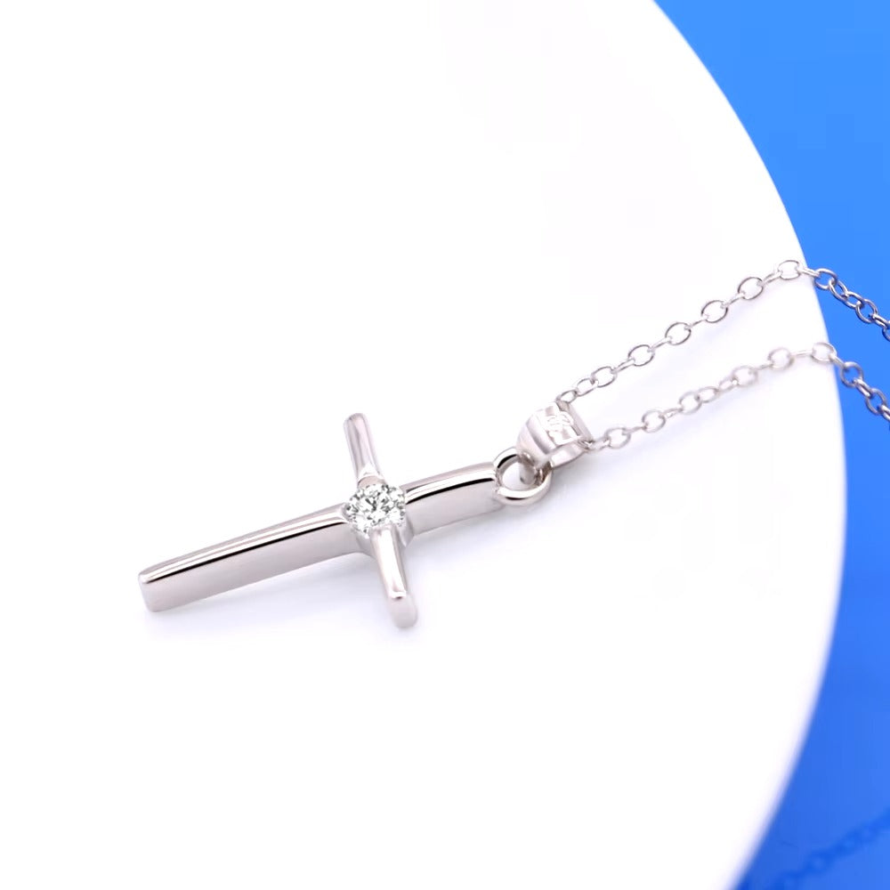 925 Silber Kreuzanhänger und Zirkonia Stein