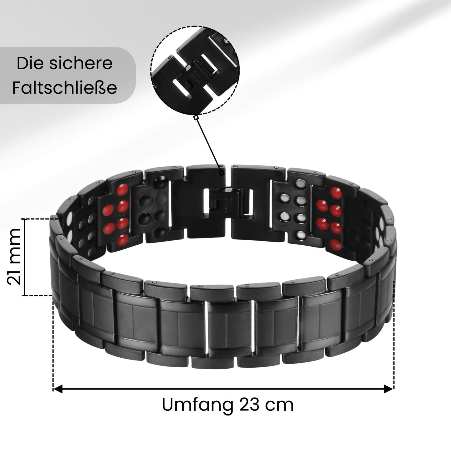 Miomi Herren Titan Armband in Schwarz mit Magneten