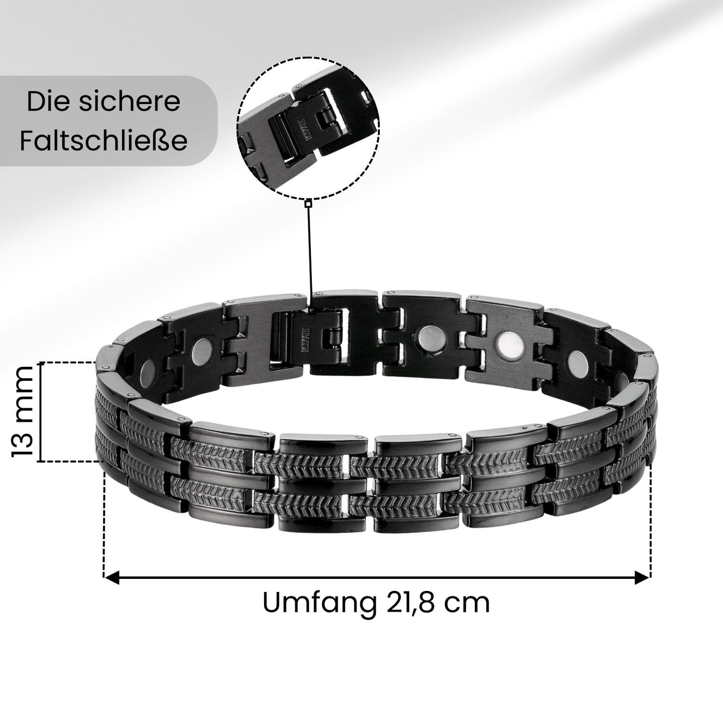 Schwarzes Herren- Titan Armband mit Magneten