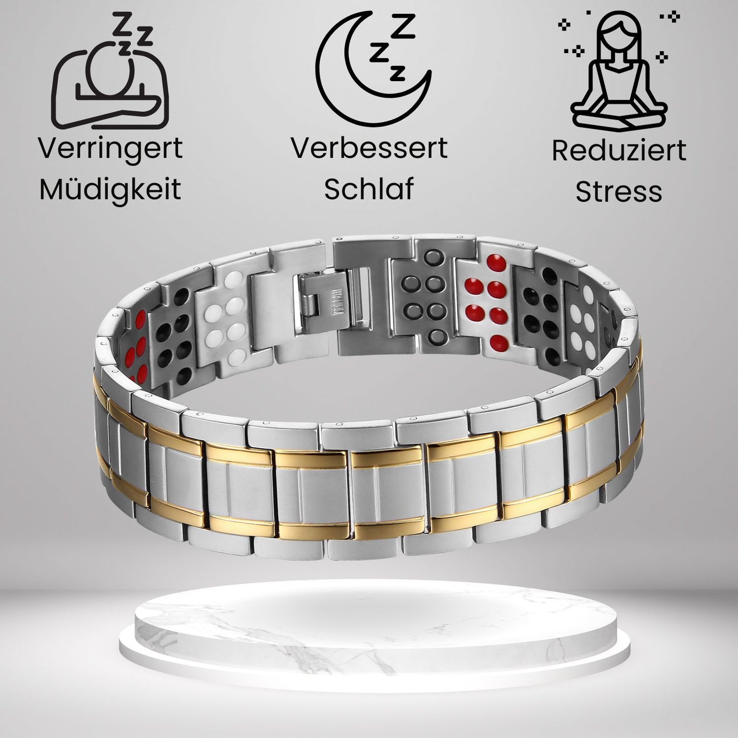 Herren-Titanarmband mit Magneten – Klassisch in Silber und Gold