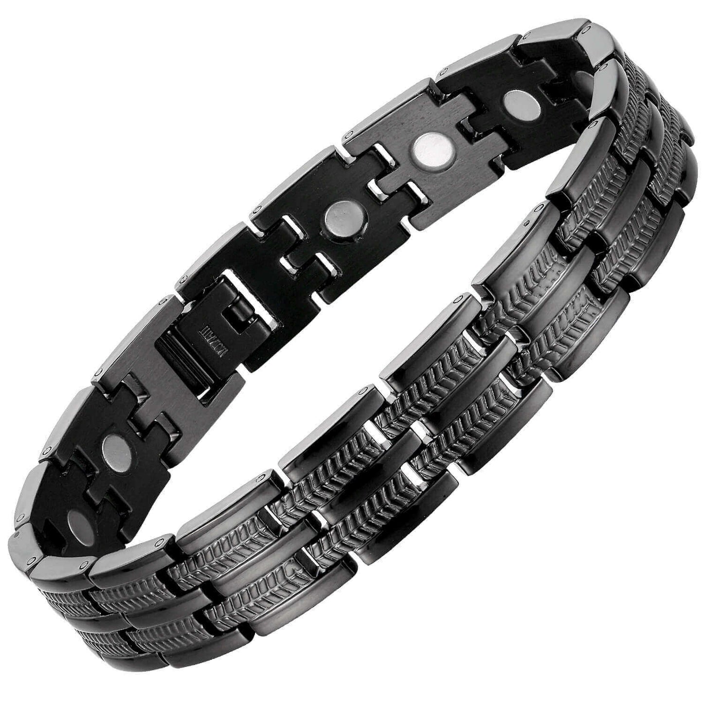 Schwarzes Herren- Titan Armband mit Magneten