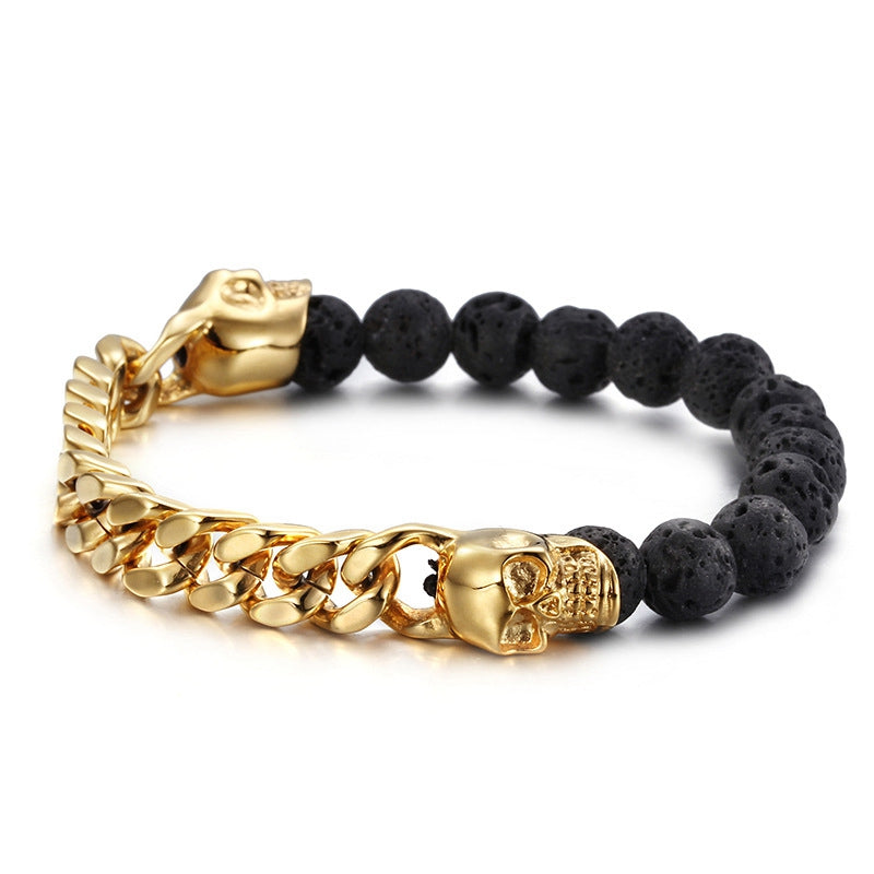 Lavastone Skull Bead Armband Gold