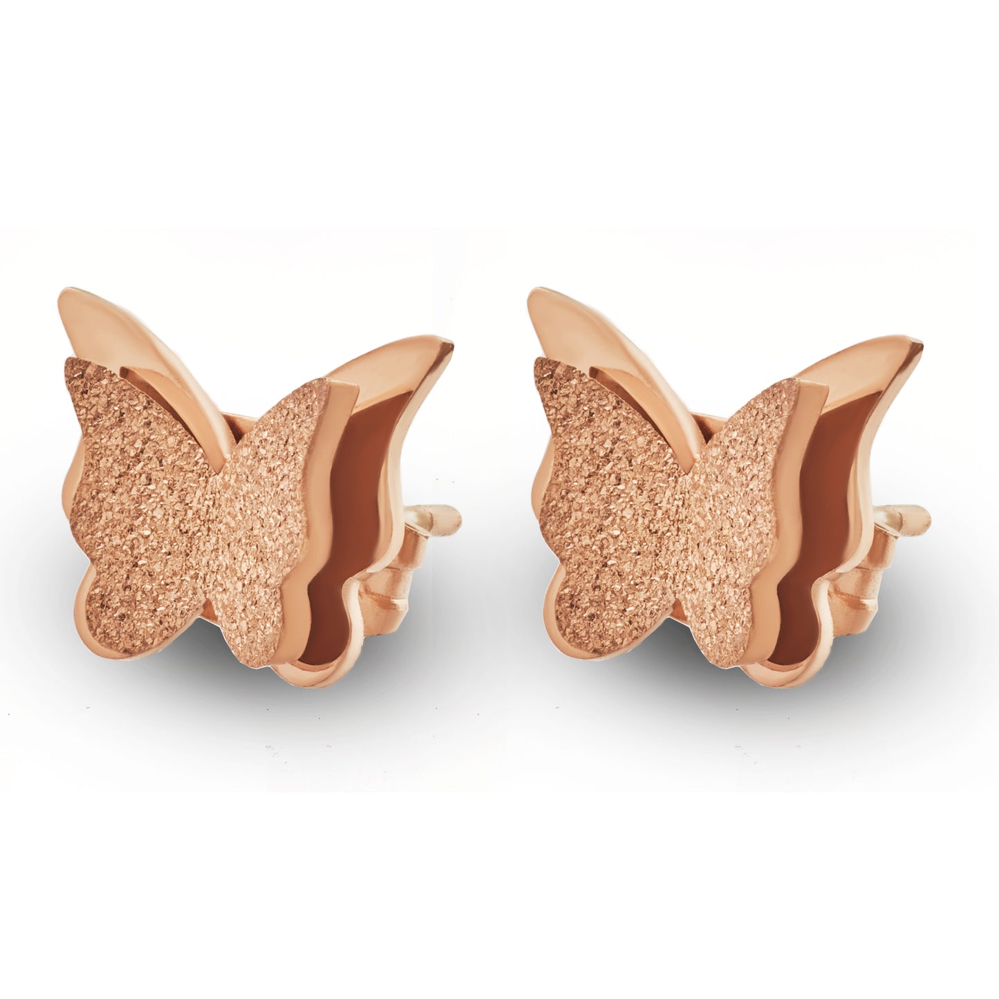 Schmetterling Ohrstecker aus Edelstahl in Rosegold