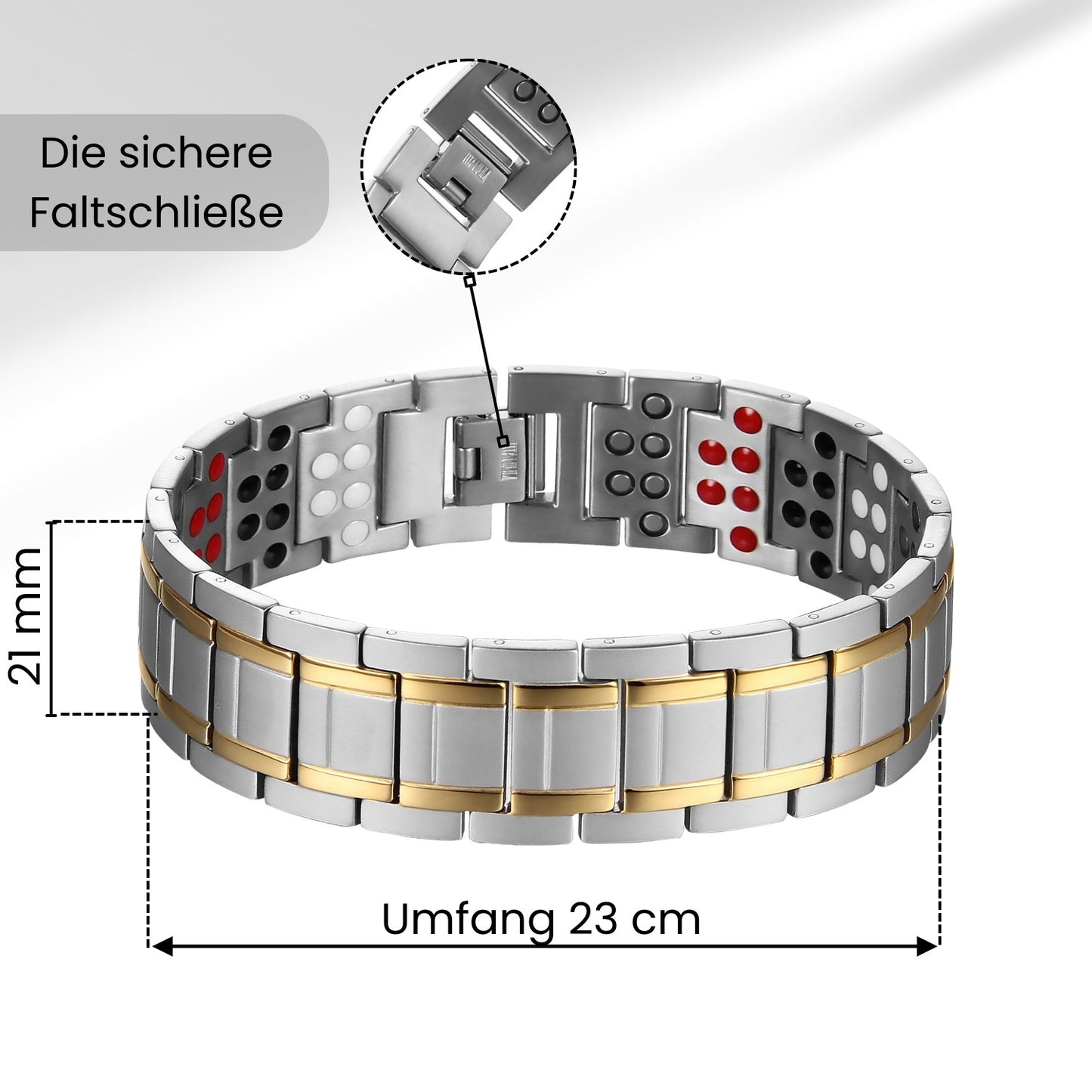 Herren-Titanarmband mit Magneten – Klassisch in Silber und Gold