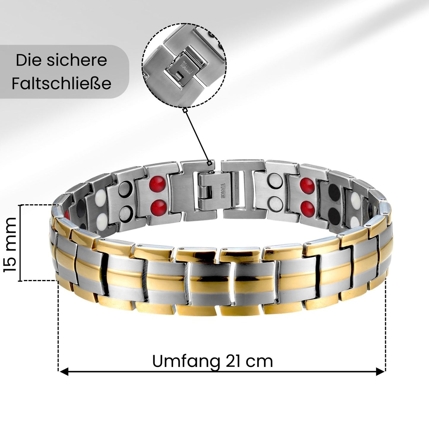 Magnetisches Titanarmband für Herren – Stilvolles Design in Silber und Gold