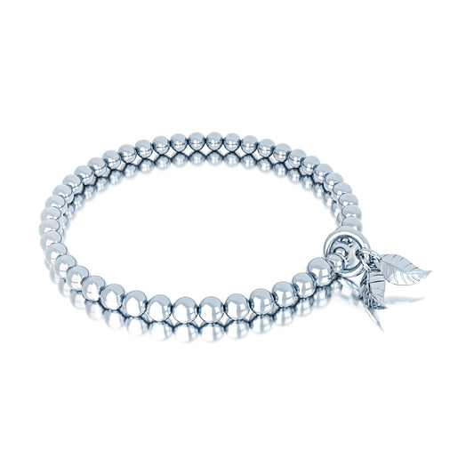925 Sterling Silber Perlen Armband mit Engelsflügel Charm